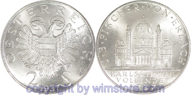 1. Republik, 2 Schilling 1937, J.B. Fischer von Erlach, J 444, Silber, vz-st