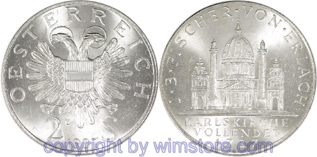 1. Republik, 2 Schilling 1937, J.B. Fischer von Erlach, J 444, Silber, vz