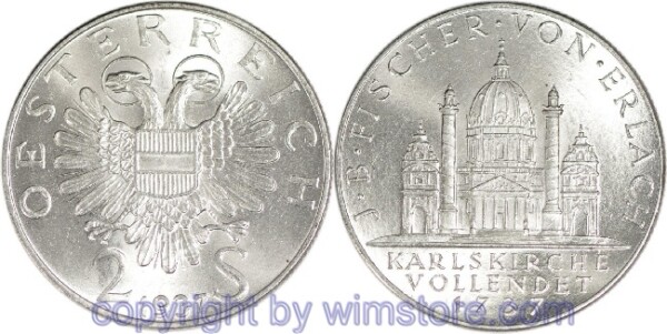 1. Republik, 2 Schilling 1937, J.B. Fischer von Erlach, J 444, Silber, vz