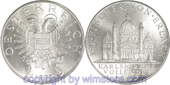 1. Republik, 2 Schilling 1937, J.B. Fischer von Erlach, J 444, Silber, vz