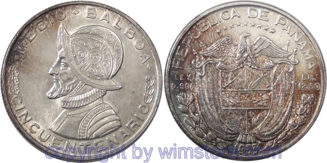 Panama, 1/2 Balboa 1953, KM 20, Silber, vz