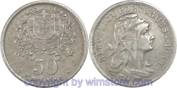 Portugal, 50 Centavos 1930, KM 577, Ku/Ni, s-ss