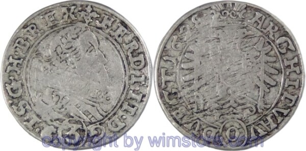 Ferdinand II. 1619 - 1637, Groschen 1628 Olmütz, Her xxx, bei Semper Augustus fehlt das A, Silber, ss
