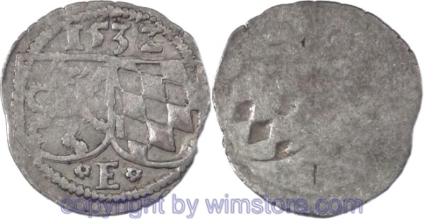 Passau Bistum, 1517 - 1540, Ernst von Bayern, Einseitiger Zweier 1532 E, Silber, ss-vz