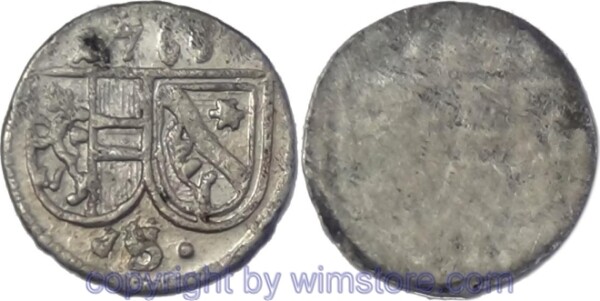 Salzburg 1753 - 1771, Sigismund III. Graf von Schrattenbach, Einseitiger Pfennig 1765 S, Pr. 2378, Silber, s-ss