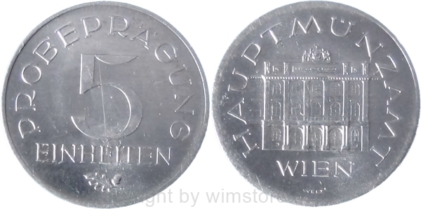2. Republik, Probeprägung 5 Einheiten, Aluminium, vz-st