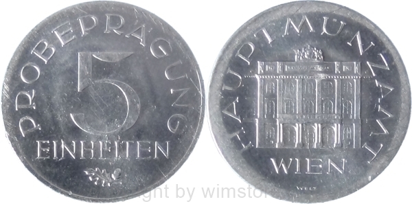 2. Republik, Probeprägung 5 Einheiten, Aluminium, vz-st