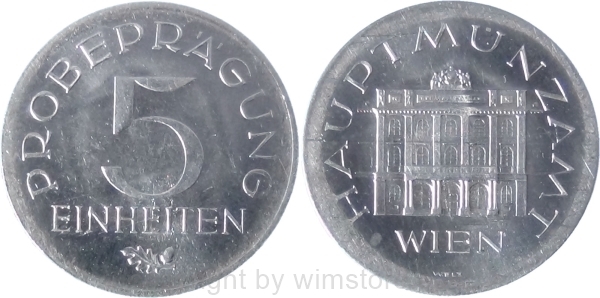 2. Republik, Probeprägung 5 Einheiten, Aluminium, vz-st