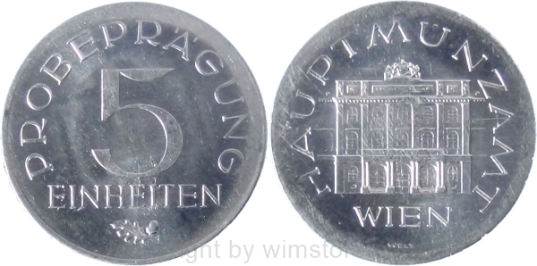 2. Republik, Probeprägung 5 Einheiten, Aluminium, vz-st