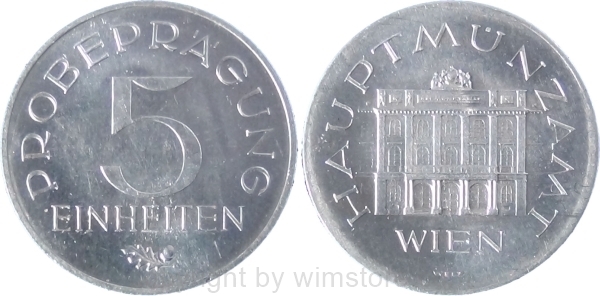 2. Republik, Probeprägung 5 Einheiten, Aluminium, vz-st