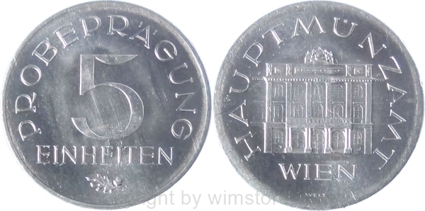 2. Republik, Probeprägung 5 Einheiten, Aluminium, vz-st
