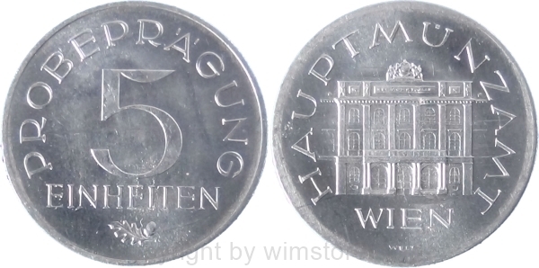 2. Republik, Probeprägung 5 Einheiten, Aluminium, vz-st