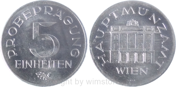 2. Republik, Probeprägung 5 Einheiten, Aluminium, vz-st