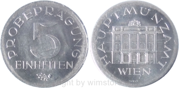 2. Republik, Probeprägung 5 Einheiten, Aluminium, vz-st