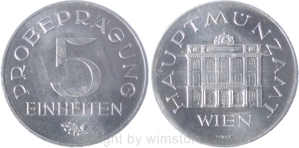 2. Republik, Probeprägung 5 Einheiten, Aluminium, vz-st