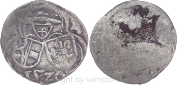 Salzburg 1519 - 1540, Matthäus Lang von Wellenburg, Einseitiger Zweier (2 Pfennig) 1520, Pr. 276, Silber, -ss, Belagstelle