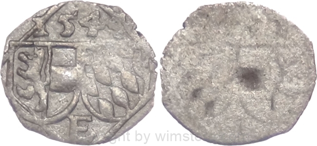 Salzburg 1540 - 1554, Ernst von Bayern, 1 Pfennig 1544, Pr. 392, Silber, ss, kleine Prägeschwäche