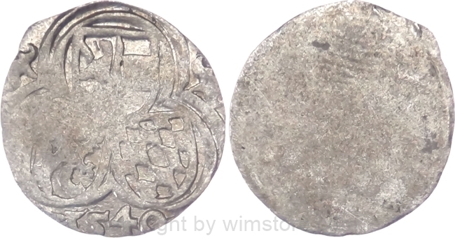 Salzburg 1540 - 1554, Ernst von Bayern, Einseitiger Zweier (2 Pfennig) 1540, Pr. 375, Silber, ss, Prägeschwäche