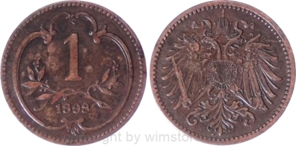 Franz Josef I., 1 Heller 1898, J 372, Bronze, ss