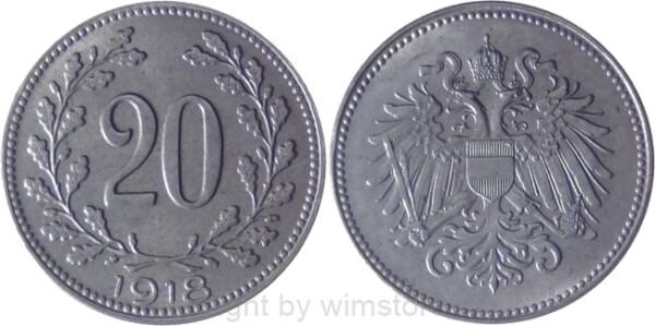 Franz Josef I., 20 Heller 1918, J 394, Eisen, vz
