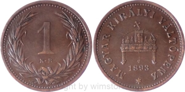 Franz Josef I., 1 Filler 1893 KB, J 401, Bronze, ss