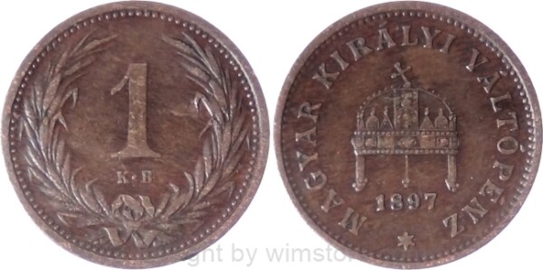 Franz Josef I., 1 Filler 1897 KB, J 401, Bronze, ss
