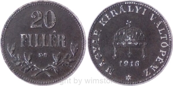 Franz Josef I., 20 Filler 1916 KB, J 414, Eisen, vz