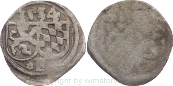 Passau Bistum, 1517 - 1540, Ernst von Bayern, Einseitiger Zweier (2 Pfennig) 1534, Silber, s-ss