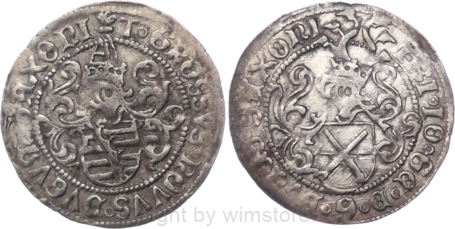 Sachsen Kurfürstentum, 1507 - 1525, Kurfürst Friedrich III. Johann und Georg, Zinsgroschen o.J., Buchholz, Münzmeister Andreas Funke (1505 - 1529) Mmz. T, Silber, ss