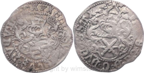 Sachsen Kurfürstentum, 1507 - 1525, Kurfürst Friedrich III. Johann und Georg, Zinsgroschen o.J., Schneeberg, Münzmeister Andreas Funcke (1501 - 1529) Mmz. Andreaskreuz, Silber, s, gereinigt