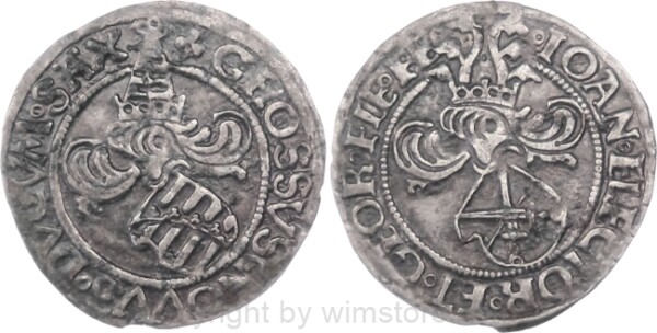 Sachsen Kurfürstentum, 1525 - 1530, Johann und Georg, Zinsgroschen o.J. Annaberg, Münzmeister Melchior Irmisch (1524) 27 - 1532)), Silber, ss