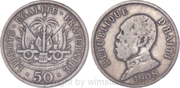 Haiti, 50 Centimes 1908, KM 56, Ku/Ni, s
