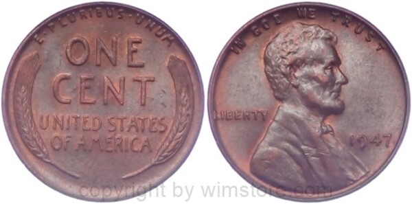 USA, 1 Cent 1947, Lincoln, KM A132, Bronze, vz-st