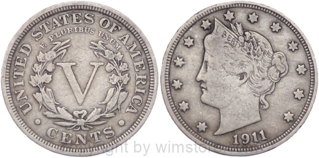 USA, 5 Cents 1911, KM 112, Ku/Ni, s