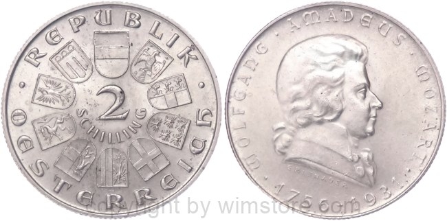1. Republik, 2 Schilling 1931, Wolfgang Amadeus Mozart, J 433, Silber, vz