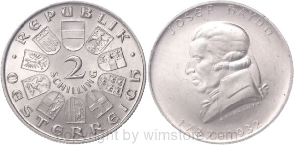 1. Republik, 2 Schilling 1932, Joseph Haydn, J 434, Silber, vz