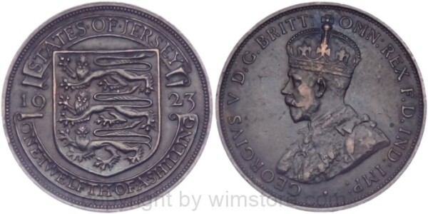 Jersey, 1/12 Shilling 1923, KM 14, Bronze, ss