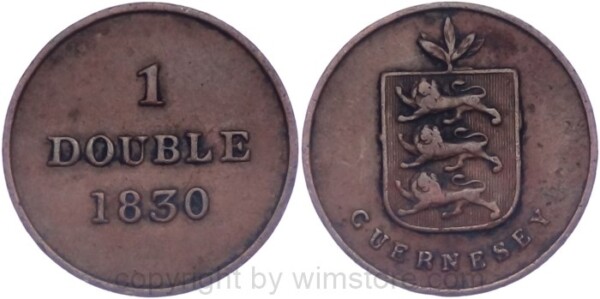 Guernsey, 1 Double 1830, KM 1, Kupfer, ss