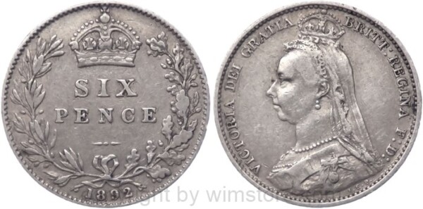 Großbritannien, 6 Pence 1892, KM 760, Silber, s