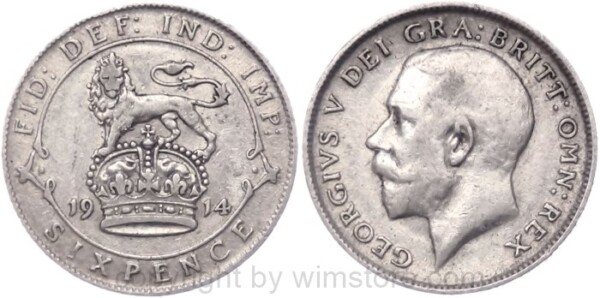 Großbritannien, 6 Pence 1914, KM 815, Silber, ss