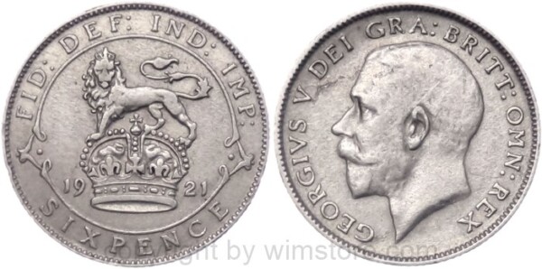 Großbritannien, 6 Pence 1921, KM 815a, Silber, ss