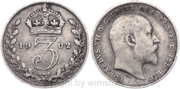 Großbritannien, 3 Pence 1902, KM 797.1, Silber, ss