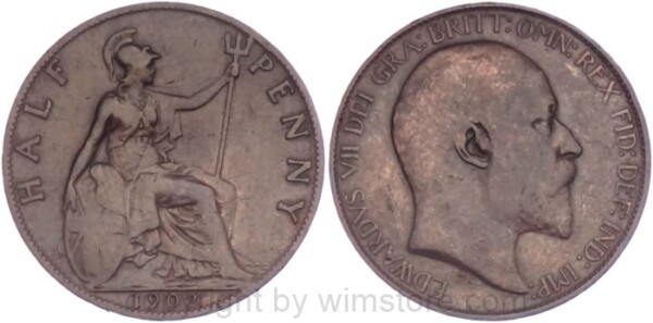 Großbritannien, 1/2 Penny 1902, KM 793.2, Bronze, s-ss