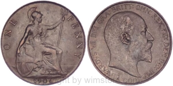 Großbritannien, 1 Penny 1906, KM 794.2, Bronze, ss