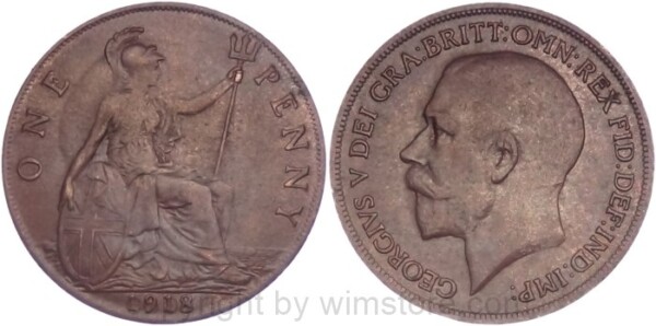 Großbritannien, 1 Penny 1918, KM 810, Bronze, -vz