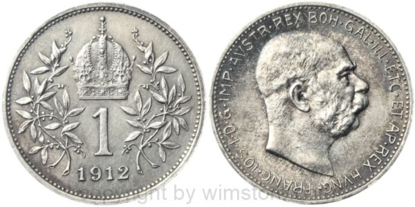 Franz Josef I., 1 Krone 1912, KM 2820, Silber, -st, beginnende Dunkelung nicht entfernen!