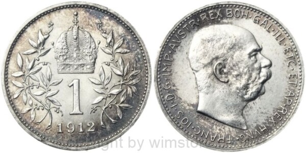 Franz Josef I., 1 Krone 1912, KM 2820, Silber, -st, beginnende Dunkelung nicht entfernen!