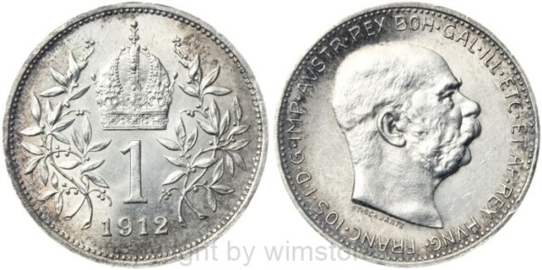 Franz Josef I., 1 Krone 1912, KM 2820, Silber, vz-st, beginnende Dunkelung nicht entfernen!