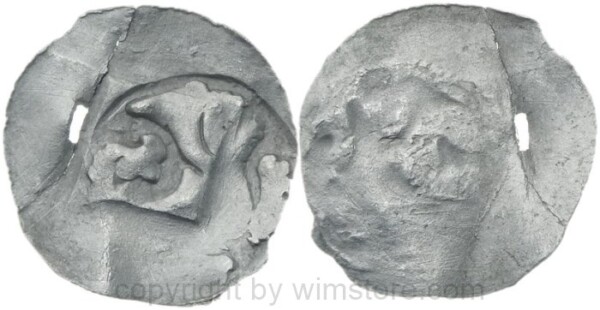 Enns, Friedrich der Schöne als König, 1314-30, Pfennig, B224, Silber, -s, Schrötlingsfehler - Durchbruch