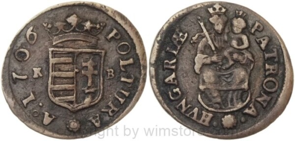 Malkontenten, 1 Poltura 1706 KB, Kremnitz, Her 32, Kupfer, -ss